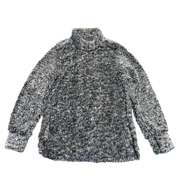 Weatherproof Vintage Gray Black Sherpa Mock Neck Pullover Size Medium - Picture 3 of 5